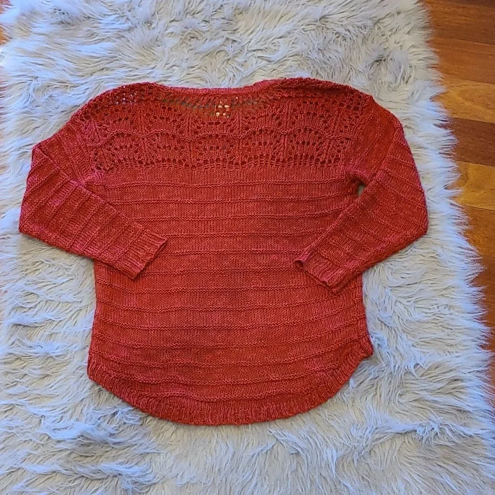 American rag cie womens pullover‎ burnt orange knit light weight sweater